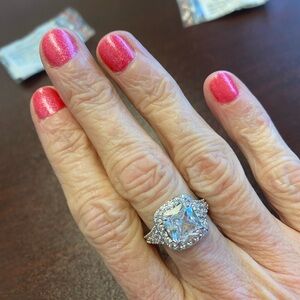 Bomb Party NWT size 7 Ring Diamond CZ Rhodium Plated MSRP $142